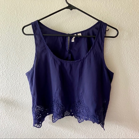 Frenchi Tops - BP Nordstrom Blue Floral Lace Crop Top